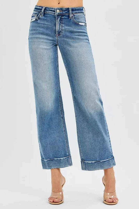 RISEN Full Size Mid Rise Crop Straight Jeans with Taylor Cuffed Plus Size MEDIUM 25e55618935d4e5a864a721afaa9dcad-Max-Origin