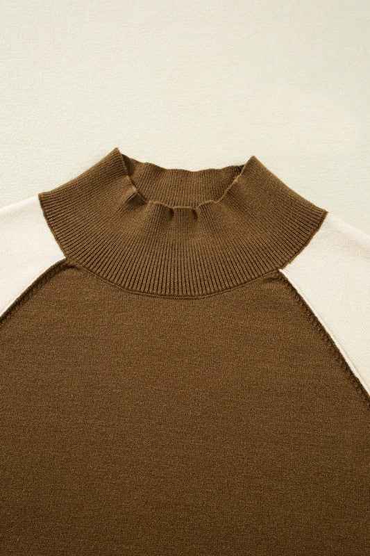 Colorblock Raglan Puff Sleeve Mock Neck Sweater 25e5a80f-59ac-4b97-b8bc-79098e4b875c