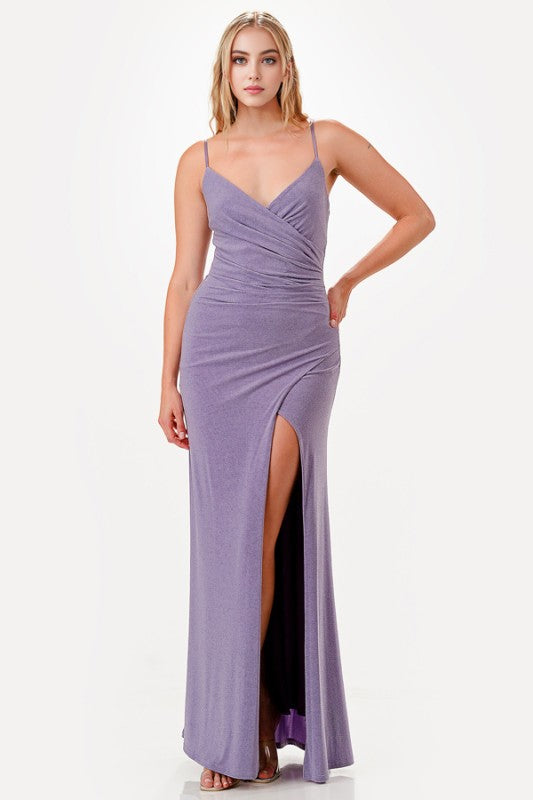 Glitter Side Slit Evening Dress – Sleeveless Bodycon Party Gown Lavender 25e81df0-eadc-4ad1-a2c6-a92c8784891c