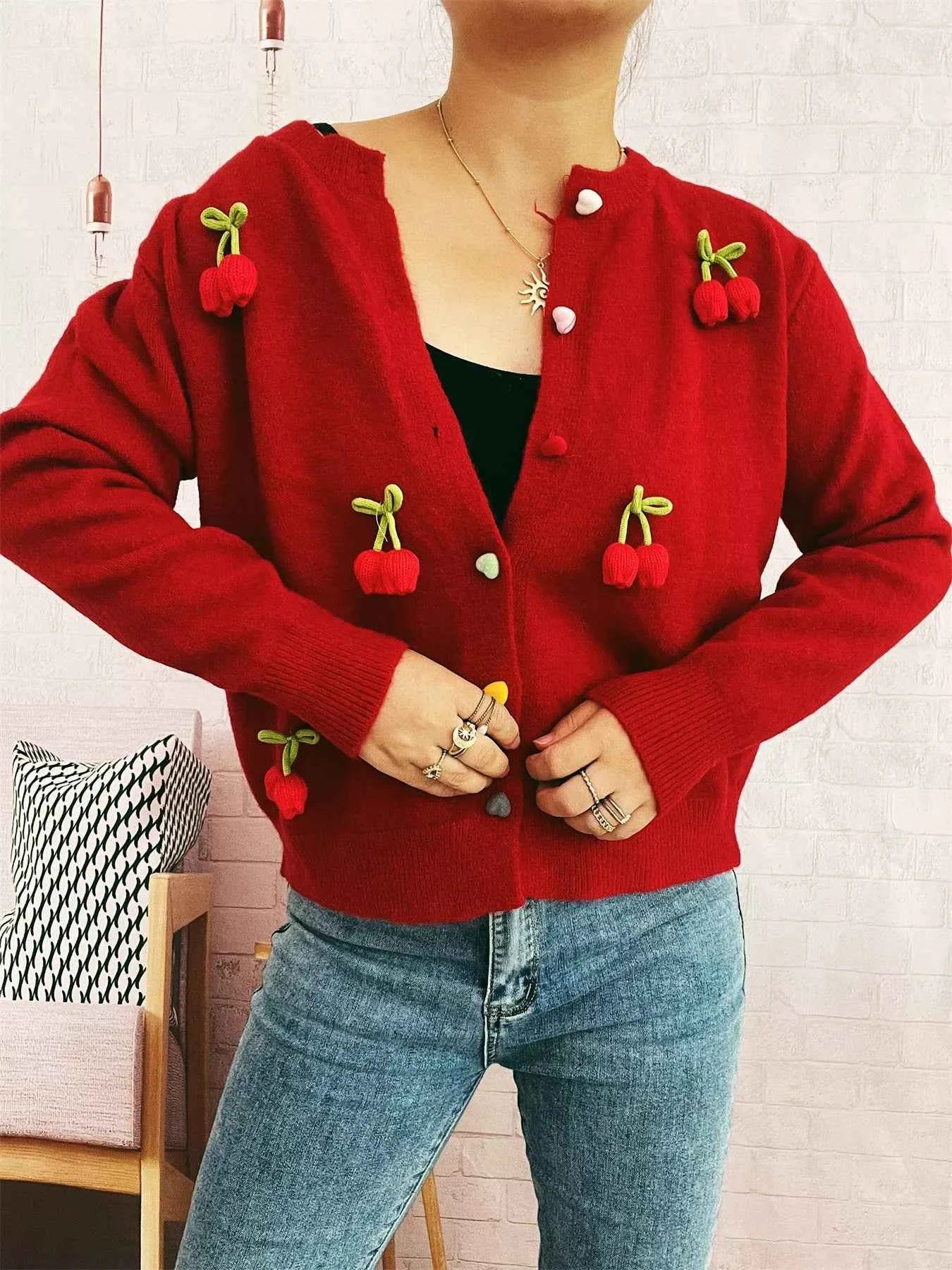 Flower Button Up Long Sleeve Cardigan 25ef55e07f654f91b46e3074159ddc8d-Max-Origin