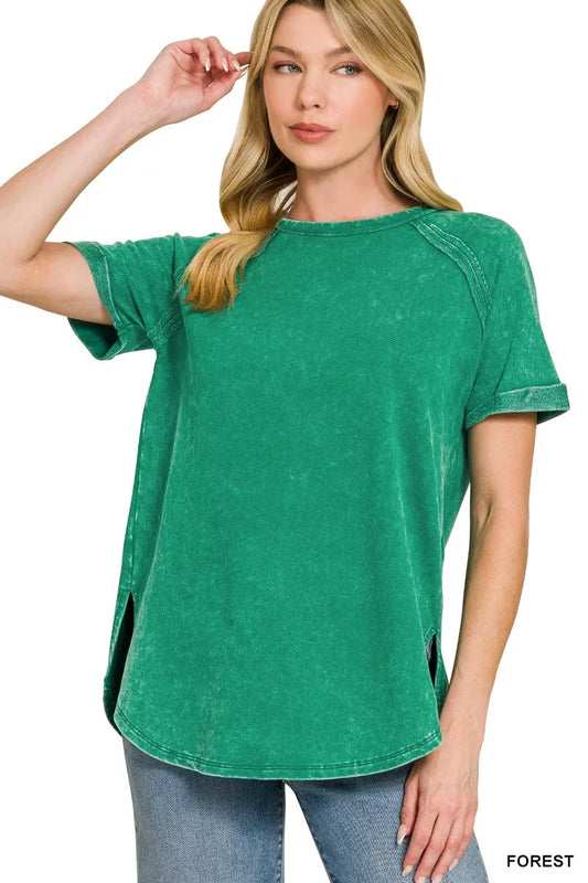 French Terry Washed Curved Hem Top FOREST 25f514d5-5bc7-4be9-9607-c786029dfd91-Max-Origin