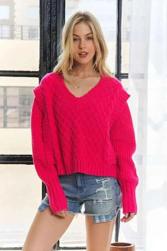 ADORA Ruffle Detail Adorable Sweater 25f930009b174efc8358768fbceed9e2-Max-Origin