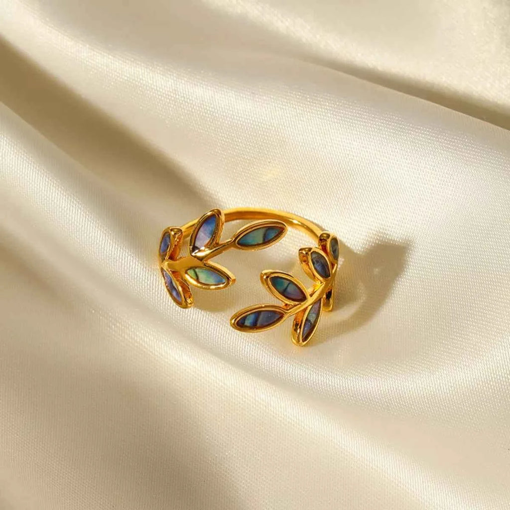 18K Gold-Plated Resin Leaf Bypass Ring Gold One Size 260a2926-8e41-4d0c-8849-b6c61699b53a-Max-Origin