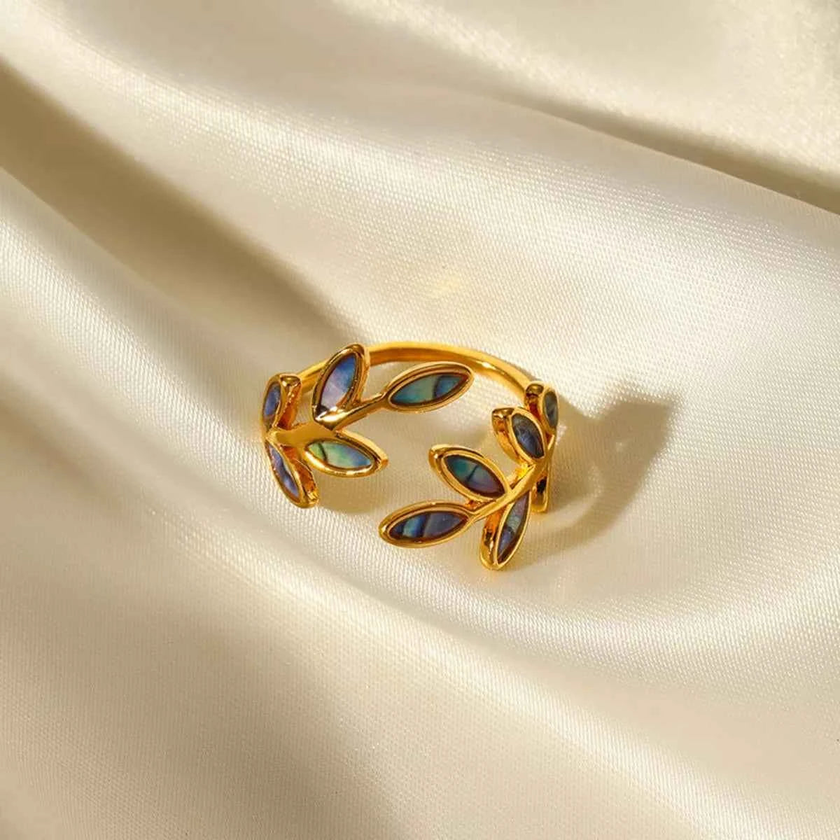 18K Gold-Plated Resin Leaf Bypass Ring Gold One Size 260a2926-8e41-4d0c-8849-b6c61699b53a-Max-Origin