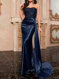 Sweetheart Neck Tube Evening Dress Navy Blue 261049abc93d437e9548fb7d99098c99-Max-Origin