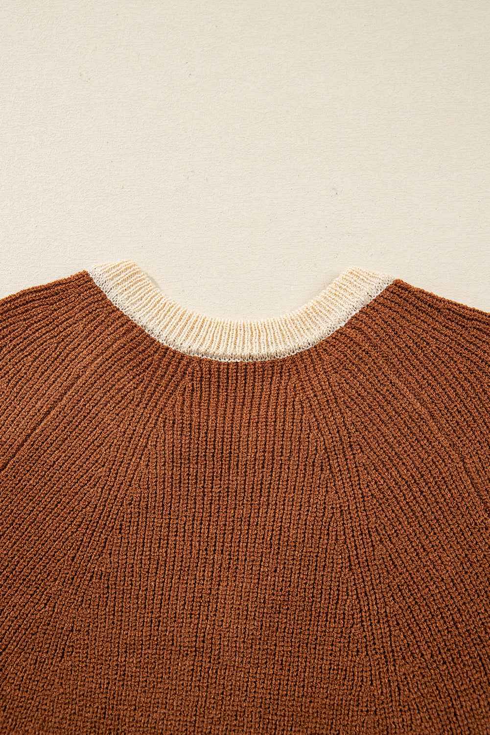 Chestnut Contrast Color V Neckline Knit Cardigan 2615489ed0d2c15c