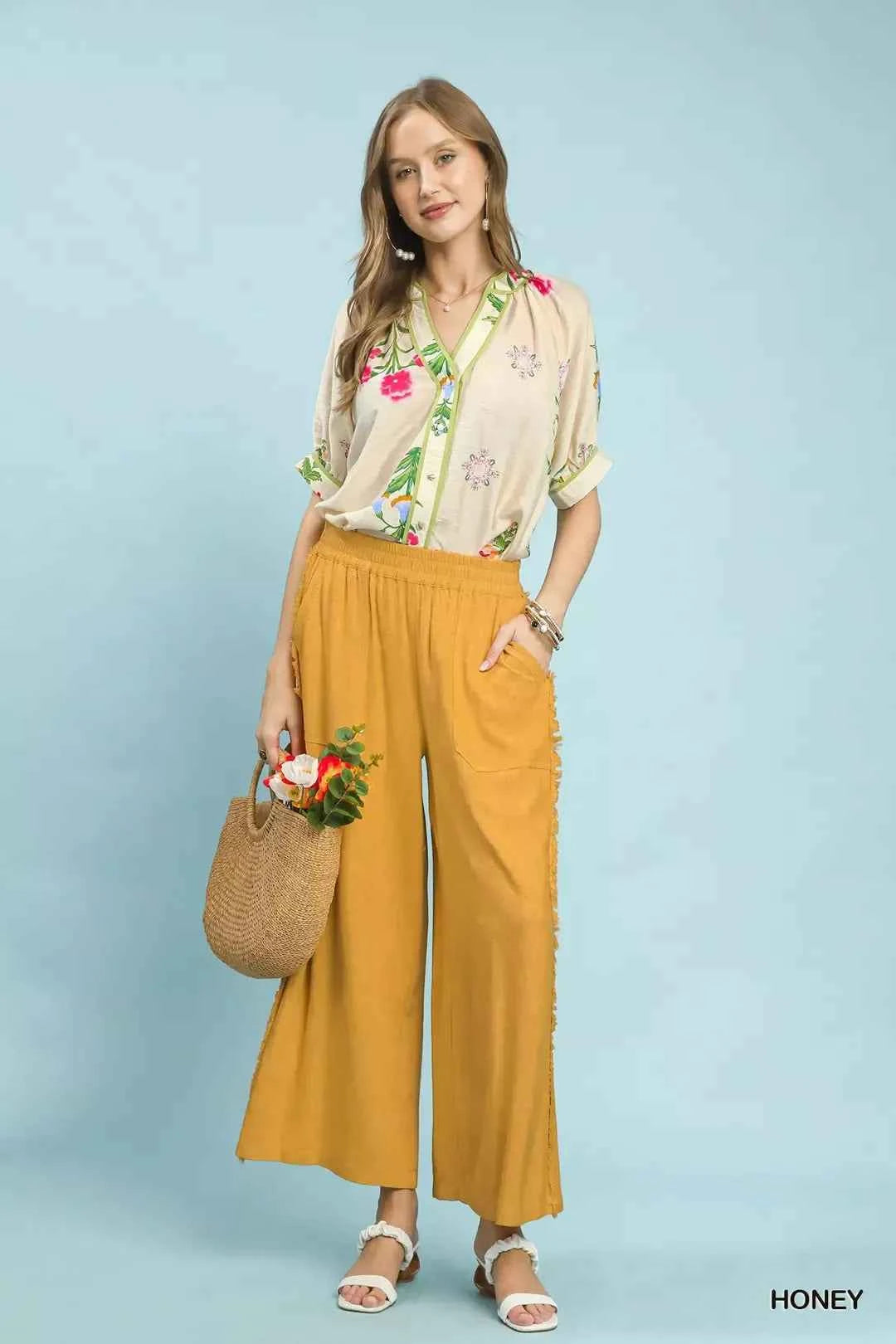 Umgee Linen Frayed Side Pocket Wide Leg Pants 26181e3c-935c-4109-887a-3254abd4d275-Max-Origin