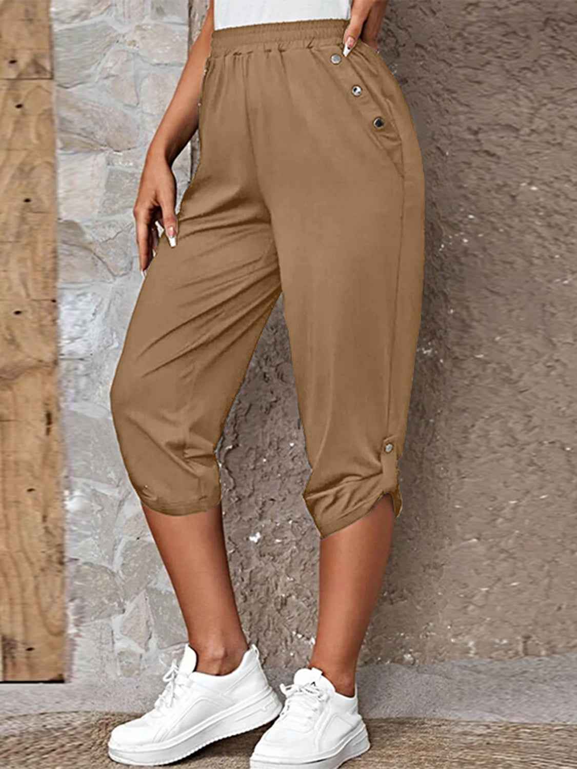Full Size Roll-Tab Capris Pants 2619604c5a624bd196c09274ab6275d4-Max