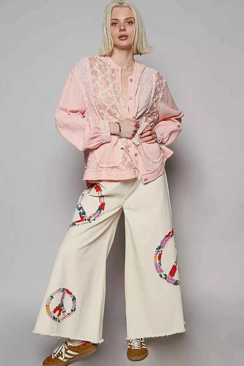 POL Exposed Seam Button Down Hooded Jacket with Lace Detail 26270874-cd16-4183-ae14-9522f0e87bdd-Max-Origin