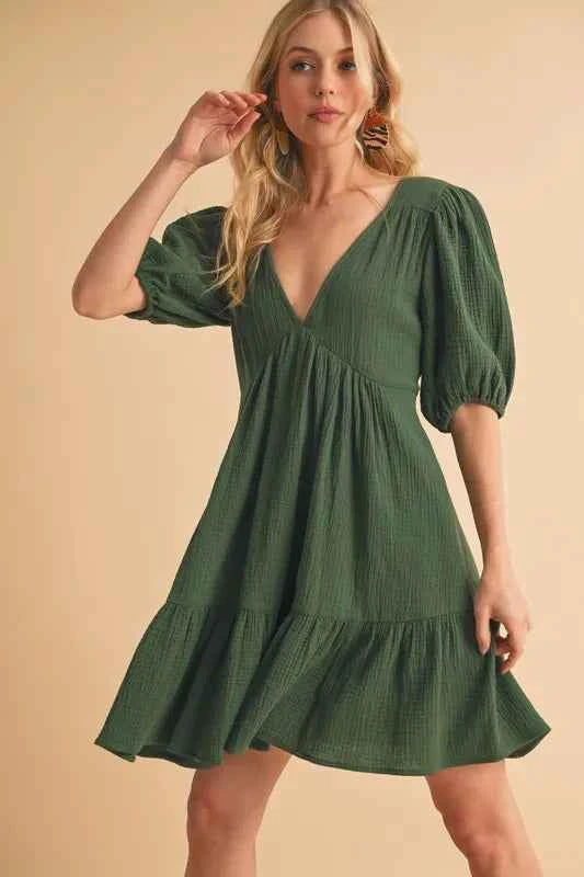 Aemi+Co Tied Back Ruffled Short Sleeve Mini Dress 2627d45e8cdf41daa351b3a21aabae8b-Max-Origin