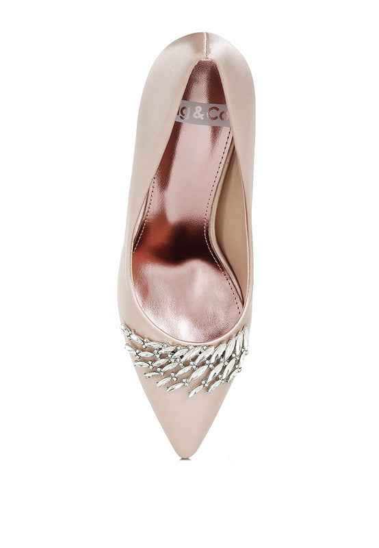 Rhodolia Diamante Brooch Detail Satin Pumps 263cf1d3-6174-4a1d-8e03-331eb4fb1bee