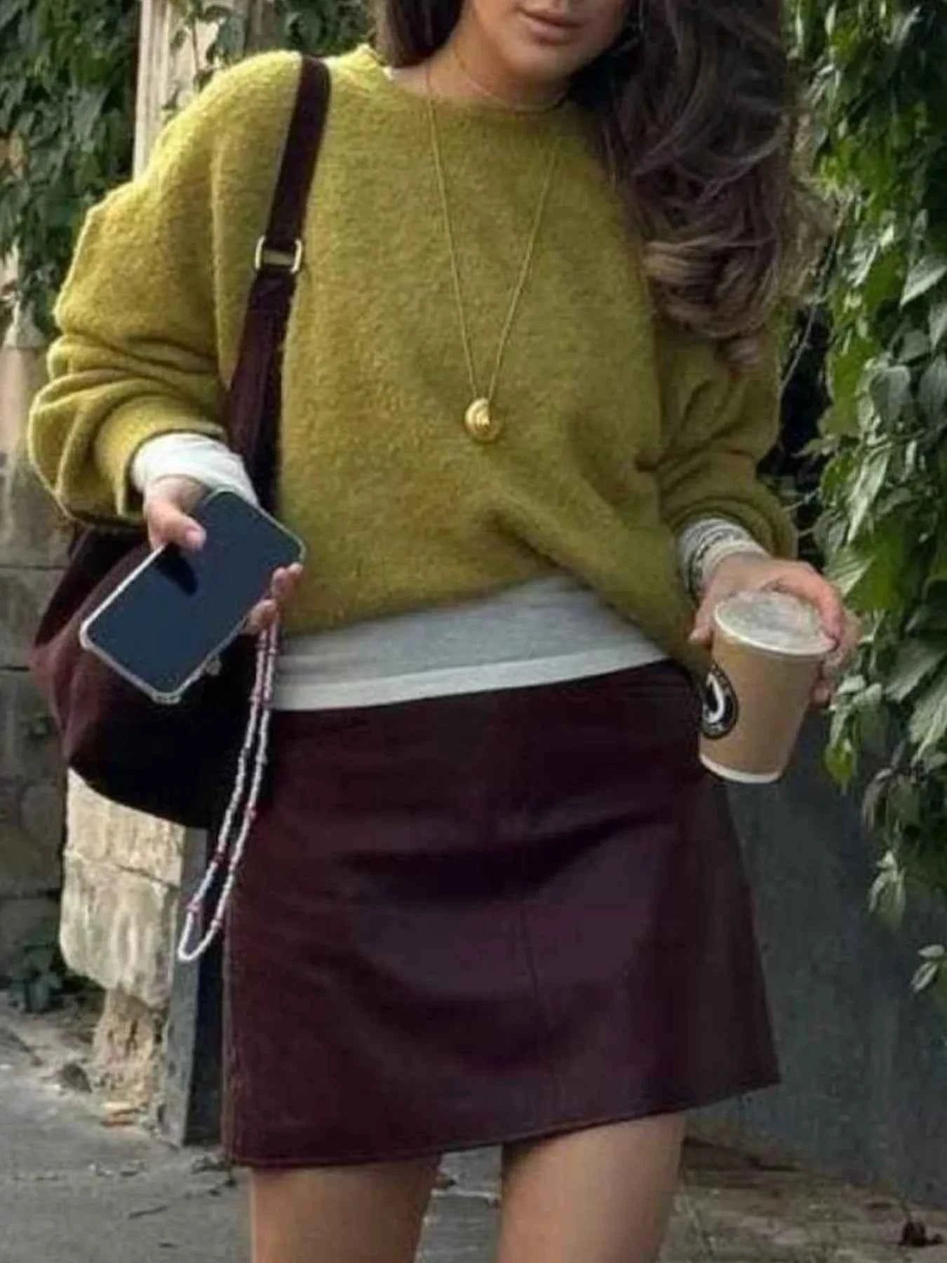 Round Neck Dropped Shoulder Sweater Moss One Size 263e71e5-41c8-440a-b6dd-4a6058872c1a-Max-Origin