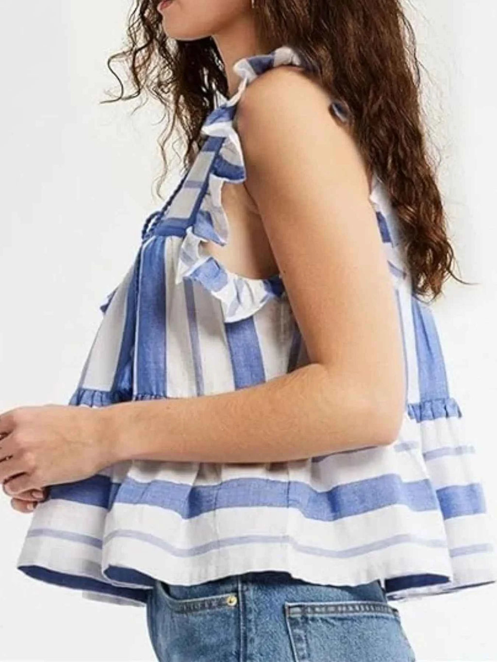 Tassel Ruffled Striped Blouse 264f8523-f1ef-4a63-a8fa-785cba70a19b-Max-Origin