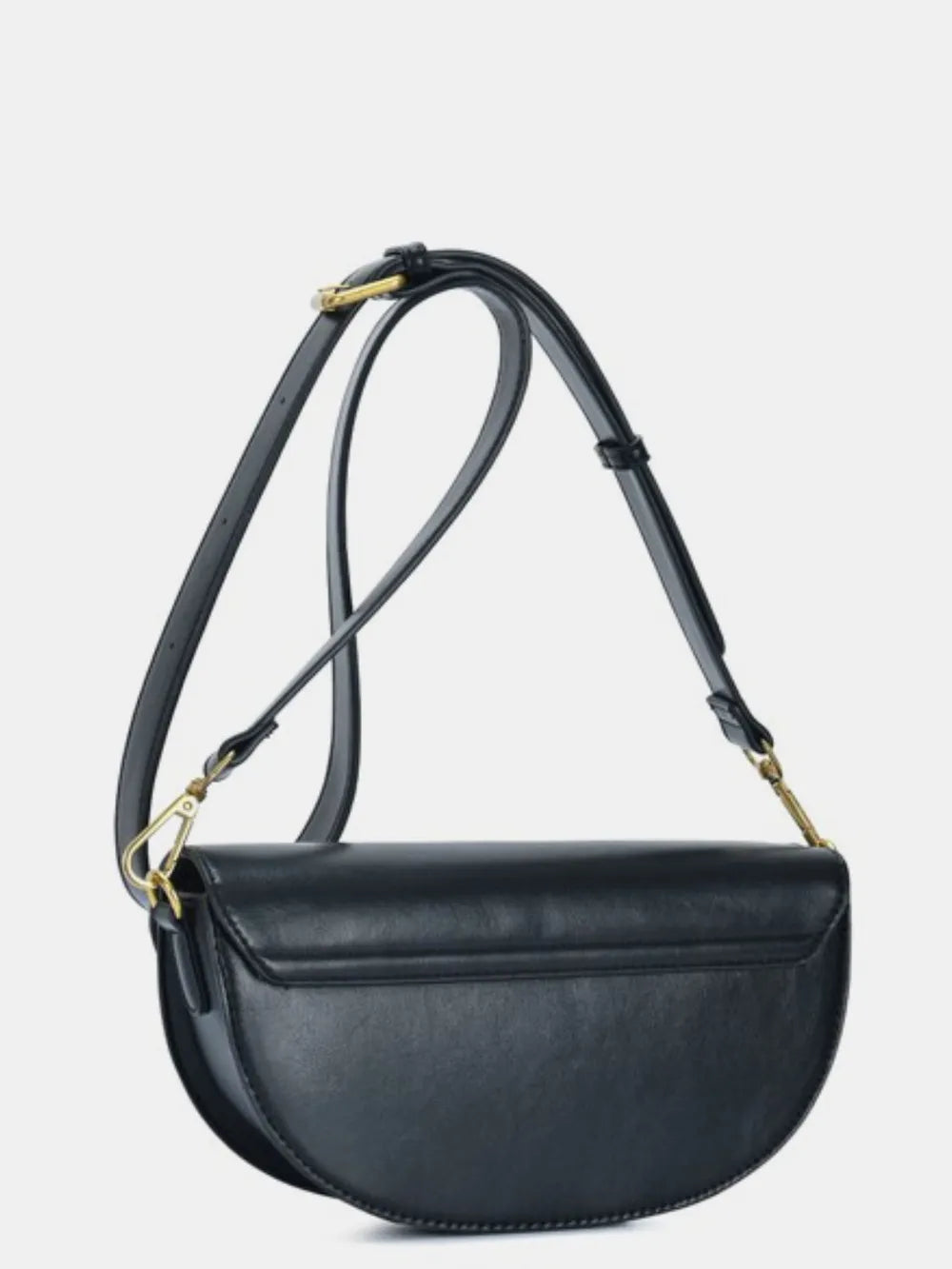 Fame Buckle Closure Crescent Faux Leather Crossbody Bag 265929f3-9890-4bcd-a43e-5a24471a4b52-Max