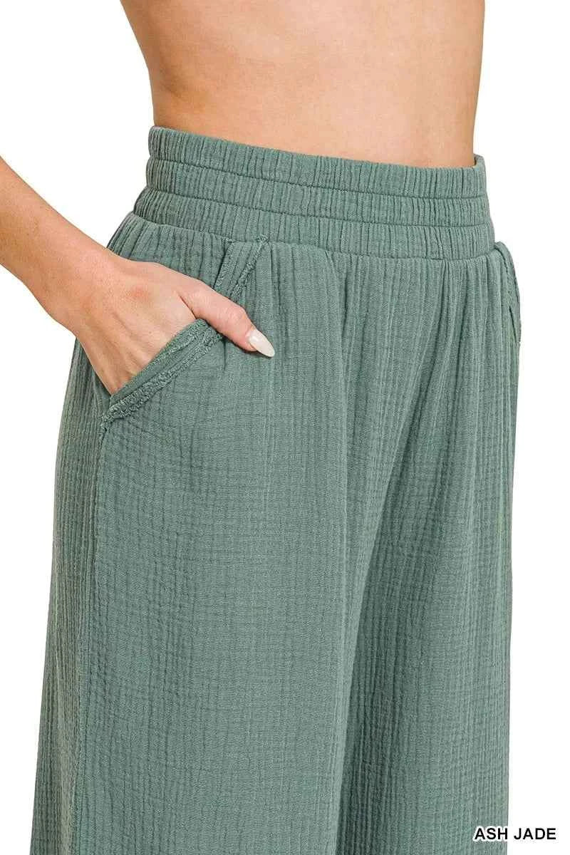 Zenana Double Gauze Lounge Pants 2678f5ebb4d9401cbe622a8c1077bc0c-Max-Origin