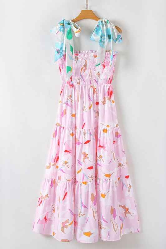 Floral Print Knotted Shoulder Smocked Maxi Dress 26888-1762329559398-1_20_5