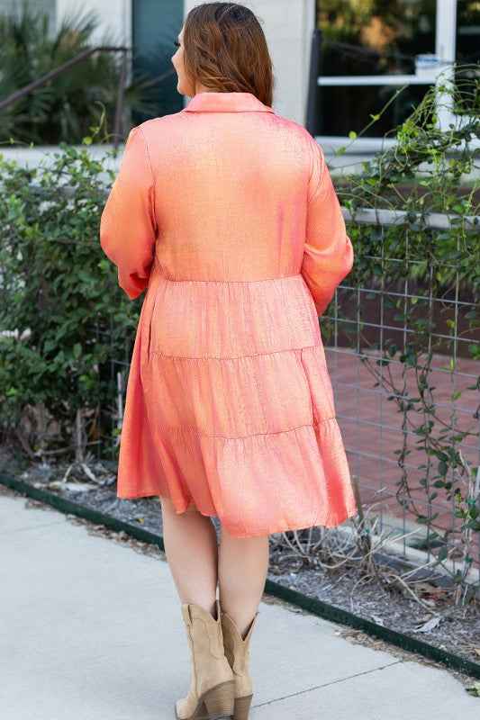 Metallic Balloon Sleeve Shirt Plus Size Mini Dress 26888-1762416028880-d5b23b6b-8eea-4c4a-9d74-710c2051627c
