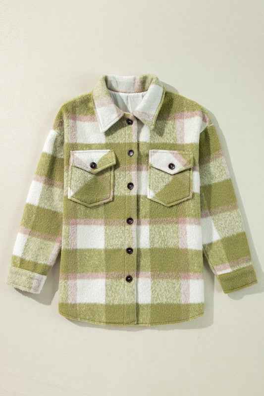 Plaid Print Buttoned Flap Pockets Baggy Shacket 26888-1762419591063-c0009877-8664-473f-bdc7-b8f6644098c7