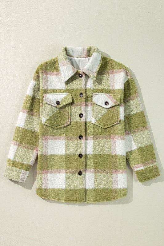 Plaid Print Buttoned Flap Pockets Baggy Shacket 26888-1762419591063-c0009877-8664-473f-bdc7-b8f6644098c7