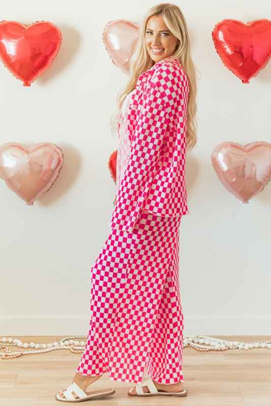 Checkered Shirt High Waist Pants Pajama Set 26888-1762422282205-30adf740-f675-40fb-8675-aafd91cc57f4