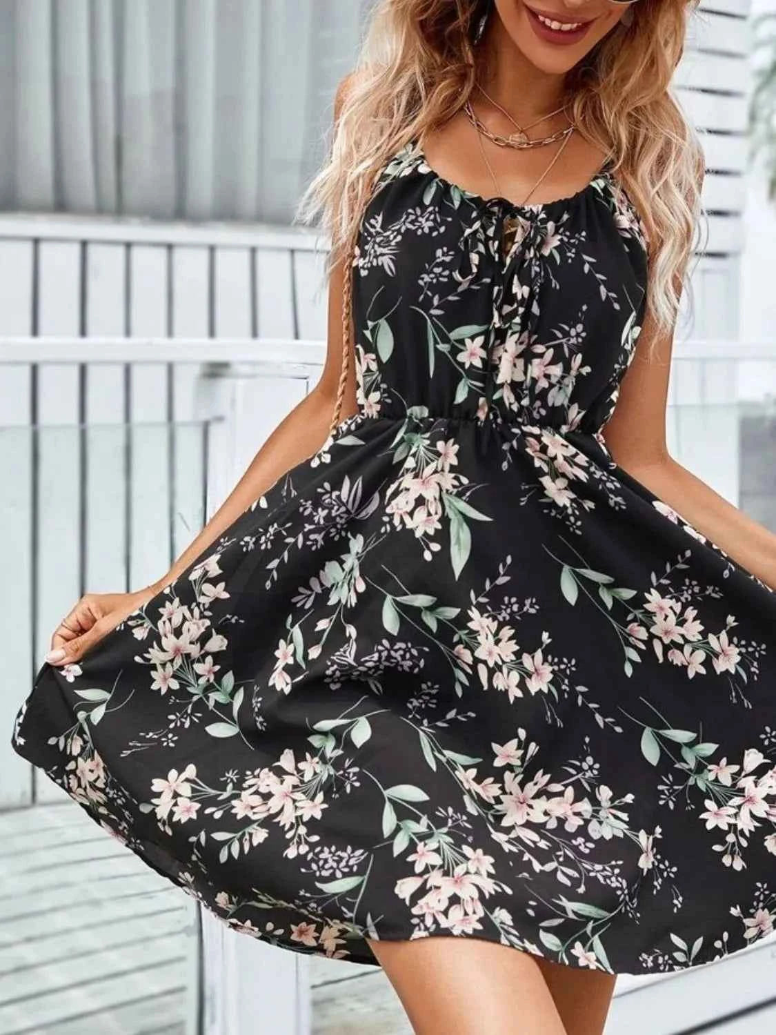Floral Print Spaghetti Strap Summer Mini Dress 26909fb9-7723-40c9-b140-ea6d282687c1-Max-Origin