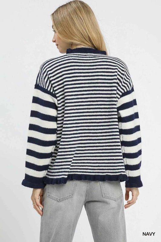 Ruffle Neck Stripe Sweater 2690f3de-e62e-4e70-b9be-cde28e651357-Max-Origin