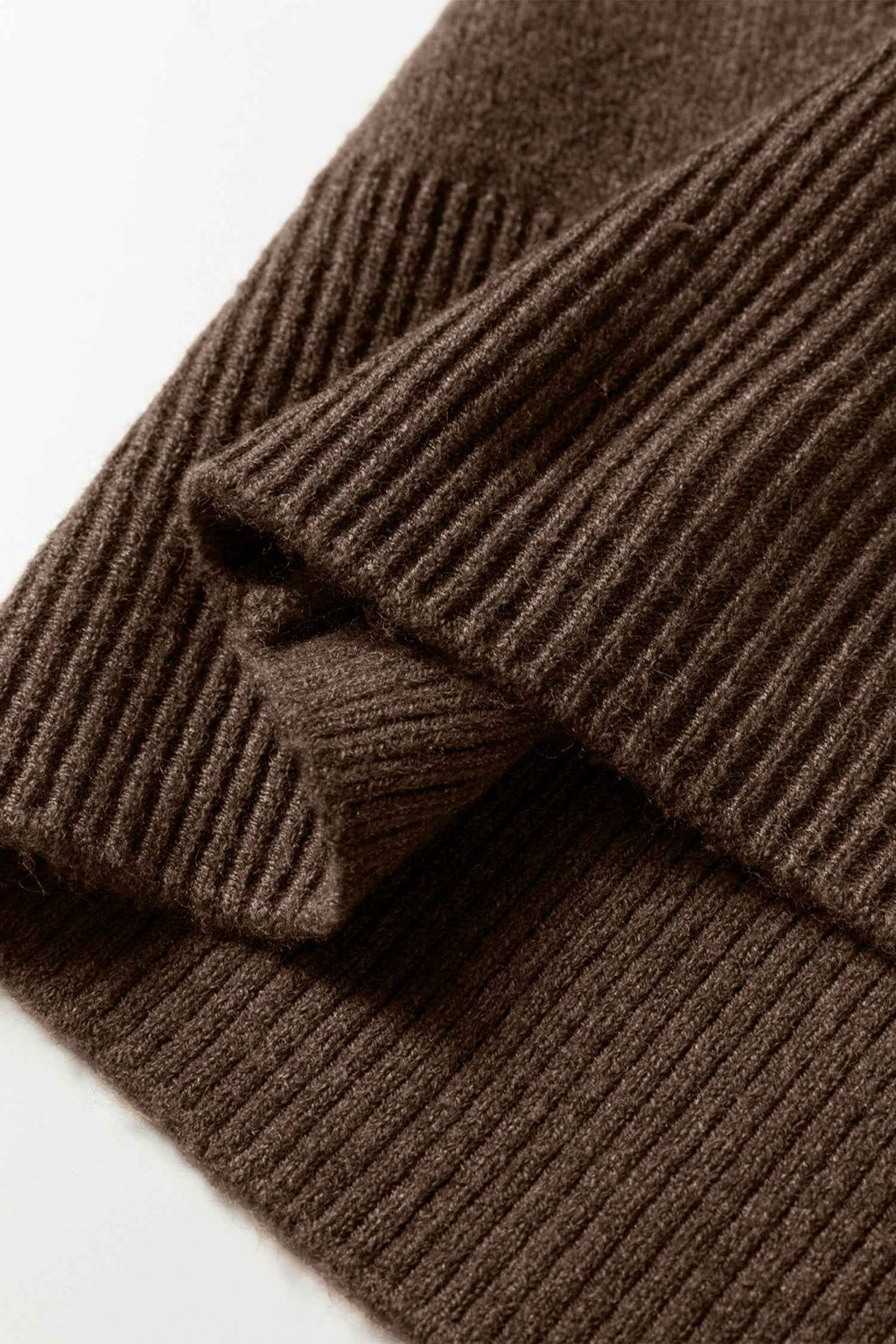 Coffee Dotted Print Ribbed Edge Knit Sweater 26999f9e1b10d8be