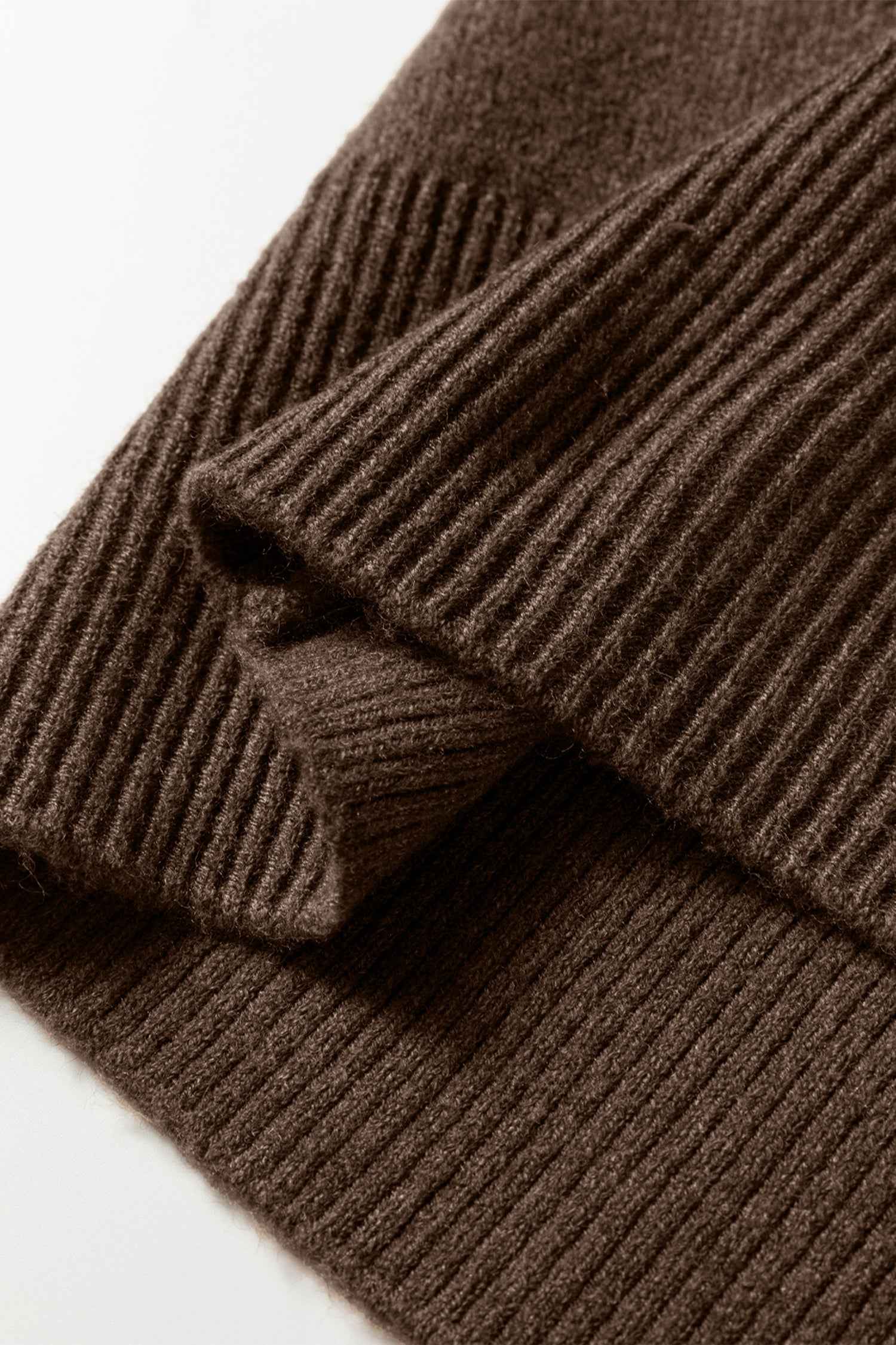 Coffee Dotted Print Ribbed Edge Knit Sweater 26999f9e1b10d8be