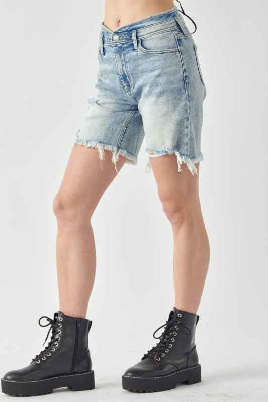 AT1037BML High Rise Bermuda Tulip Waistband Shorts 269d1d8b-26a7-4901-bd07-7a5703adb5dc