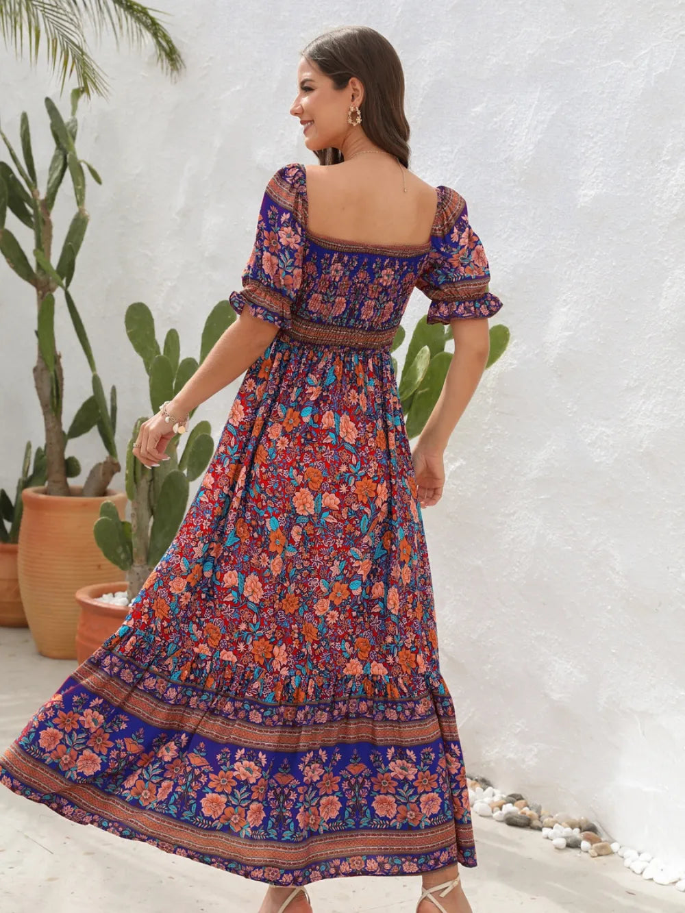 Floral Flounce Sleeve Midi Dress 26a39540-3715-4b66-86dc-119a53bde7d1-Max