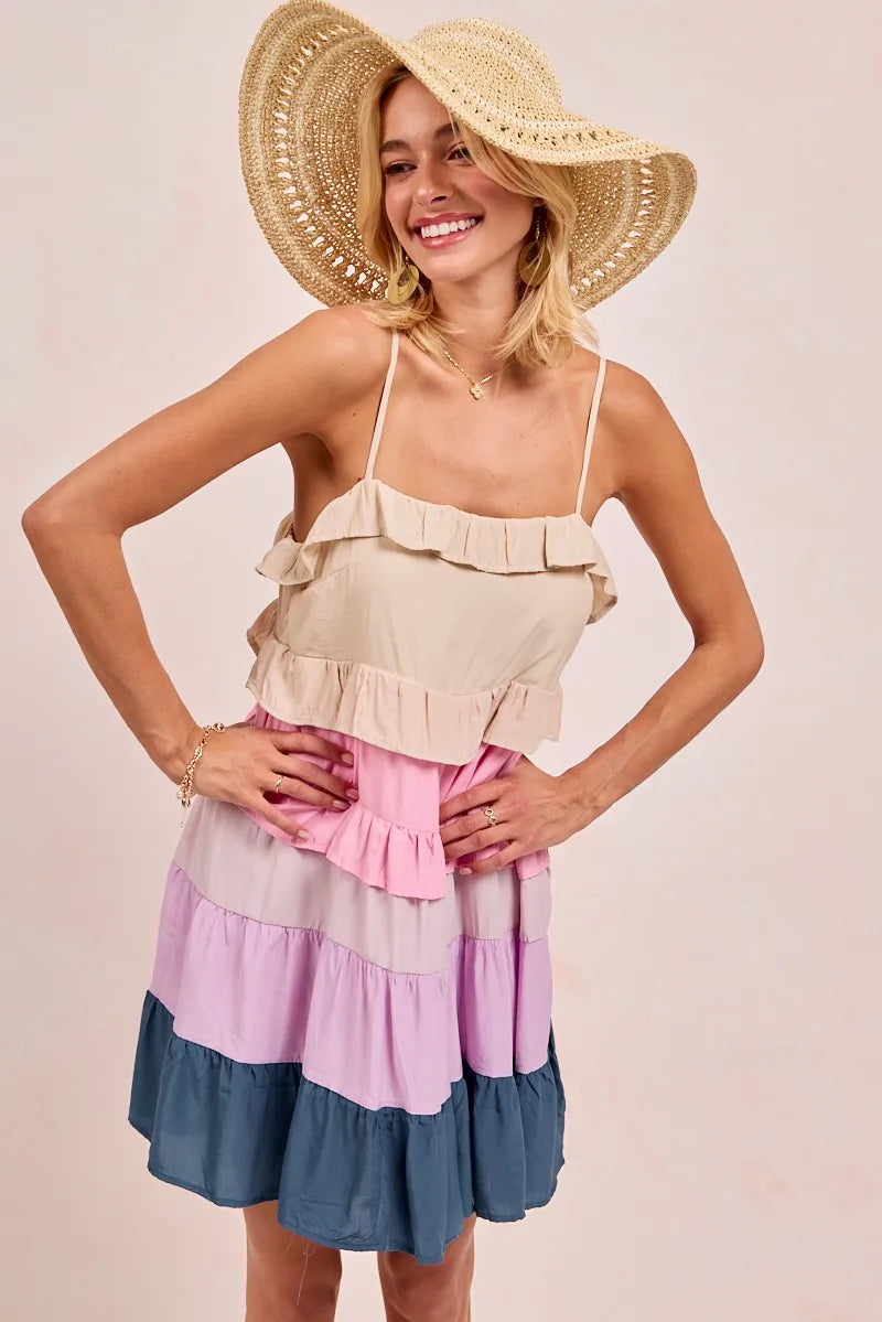 BiBi Color Blocked Tiered Dress 26a4c41b4b3140888946d12176350c57-Max-Origin