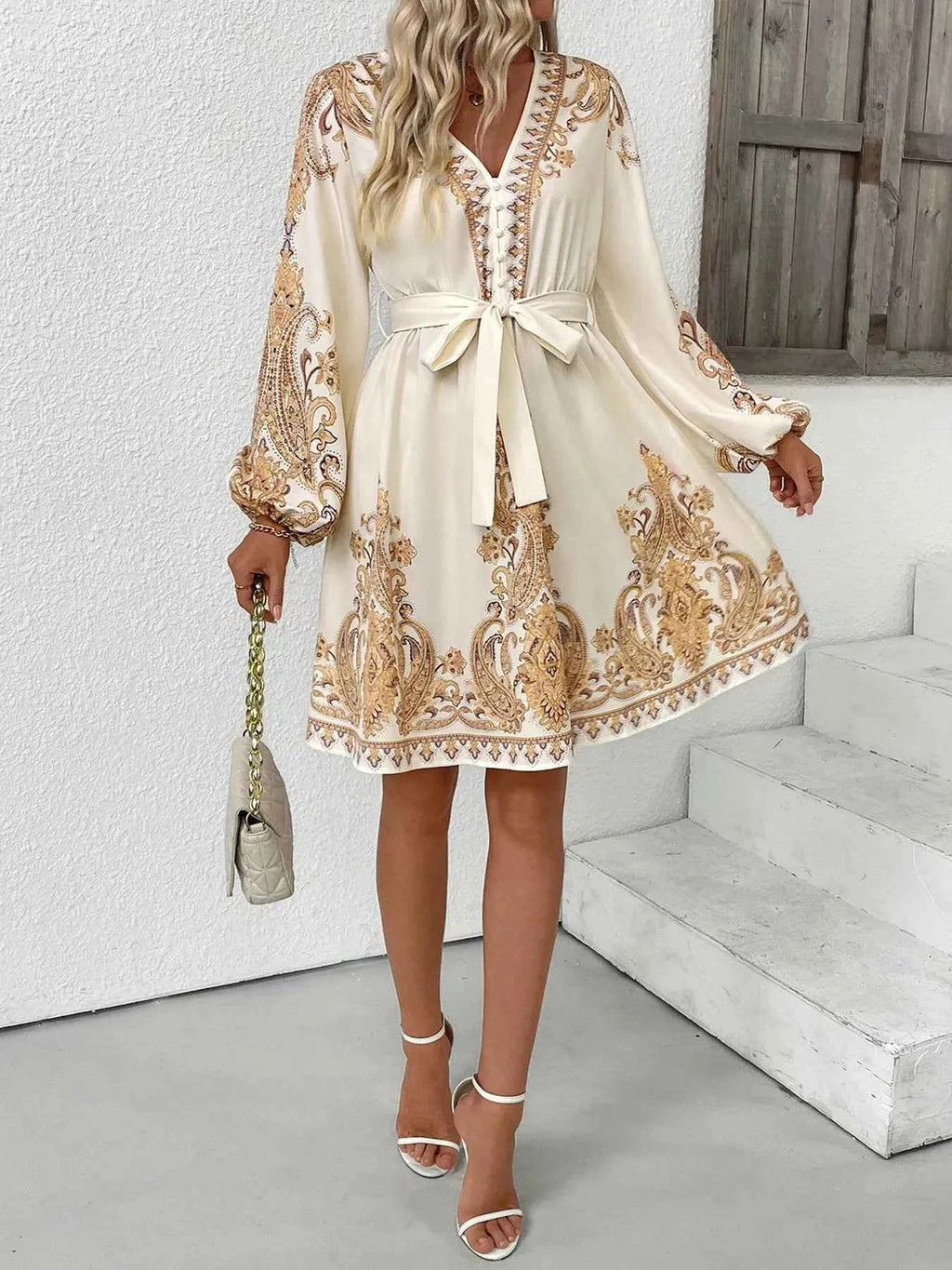 Printed Tie Waist Long Sleeve Dress 26a4cf68-0872-49f8-9260-c0e554a12f69-Max-Origin
