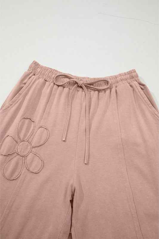 Floral Patch Mineral Wash Terry Knit Pants 26ad42eb-1a70-4990-a8a7-6da9c7a232fb