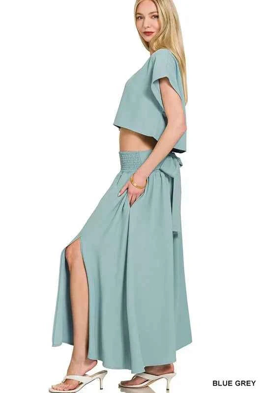Zenana Heavy Woven Span Crop Tee & Skirt Set 26bacb86fc7b4a1f9ccdb151b376ba07-Max-Origin