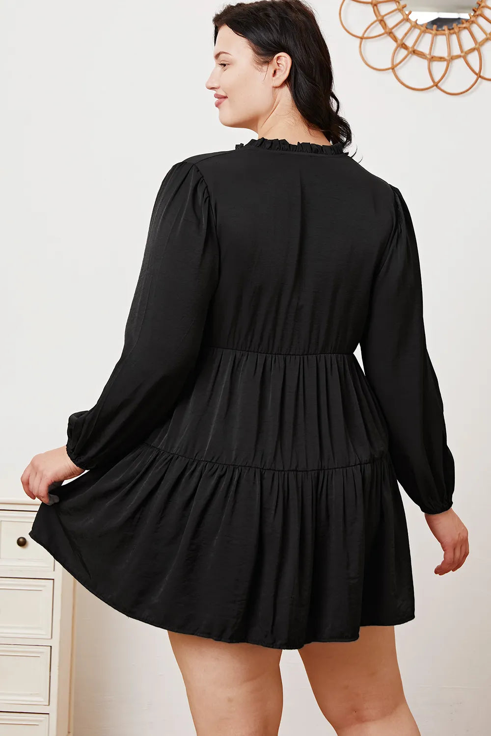 Ruffled Button Up Long Sleeve Tiered Shirt 26bb1fbc-f3e4-41c1-9969-ef6fd84fe4ea-Max