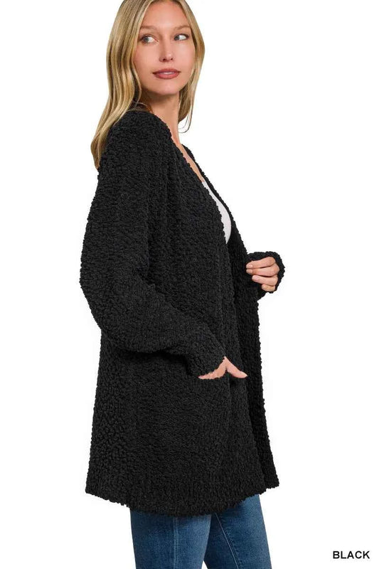 Zenana Long Sleeve Popcorn Sweater Cardigan with Pockets 26bd3cbb-0f54-40bf-beda-f0256f012f7c-Max-Origin