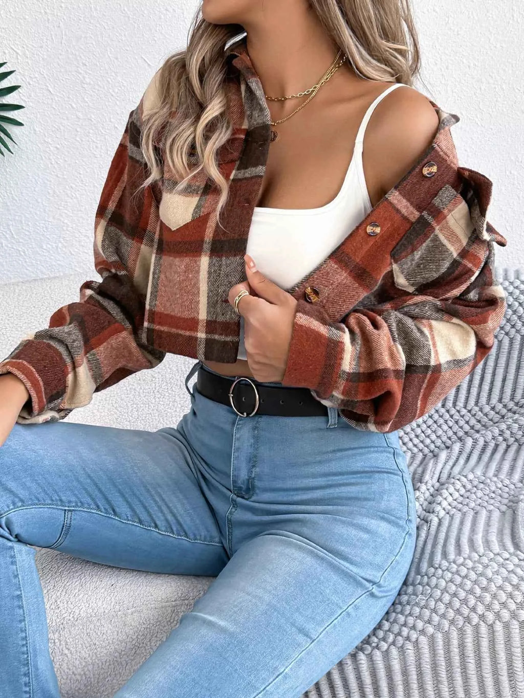Plaid Button Up Cropped Jacket 26cb86f0-cf55-46ad-bf28-056b2efac737-Max-Origin