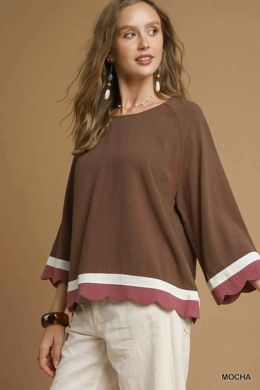 Umgee Scalloped Hem Color Block Top 26ce6900-c354-47d5-9c17-dfb55b90db60-Max-Origin