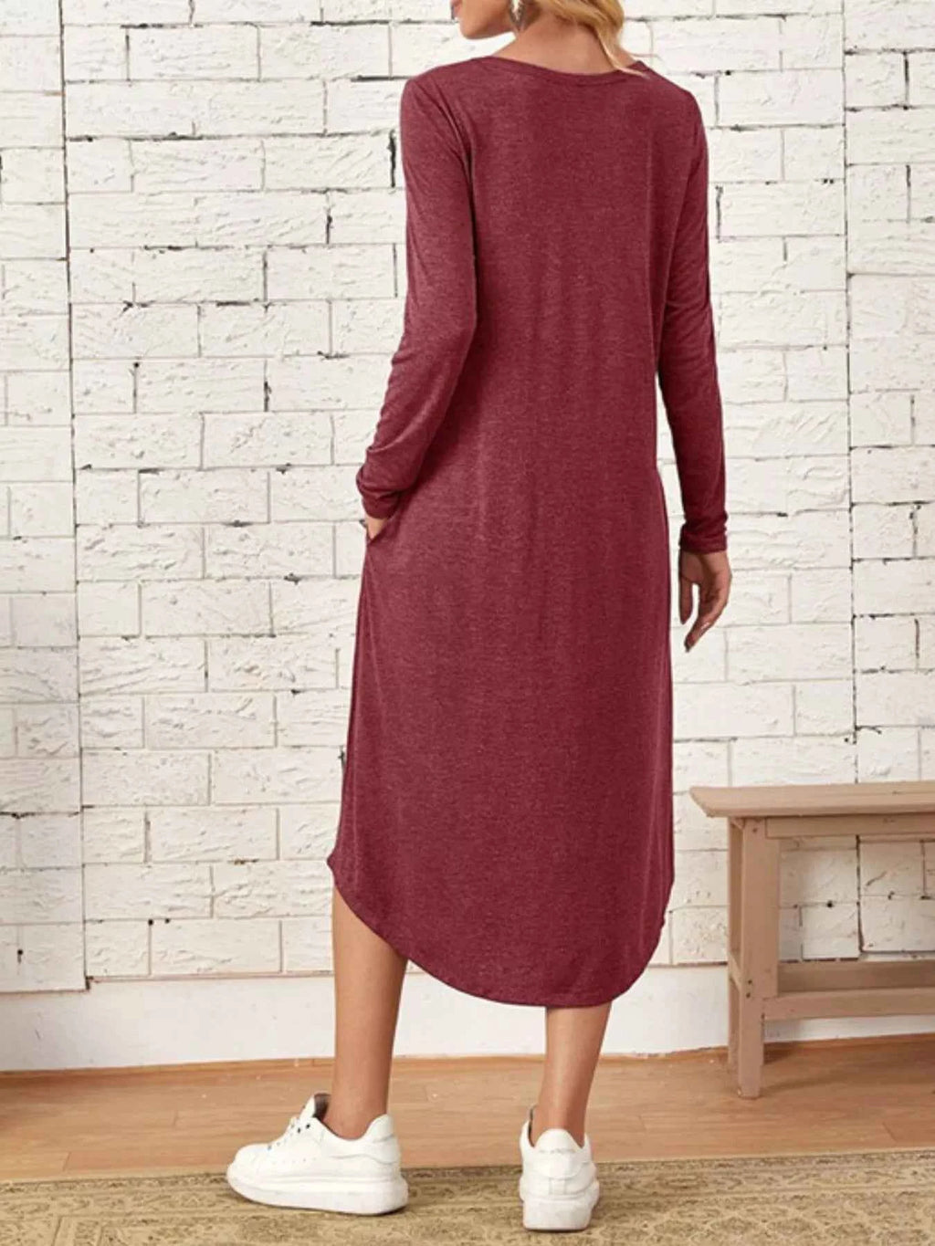 Casual Long Sleeve Pocket Midi Dress 26cea817-84ee-4d80-bdb1-bbb7646279d6-Max-Origin