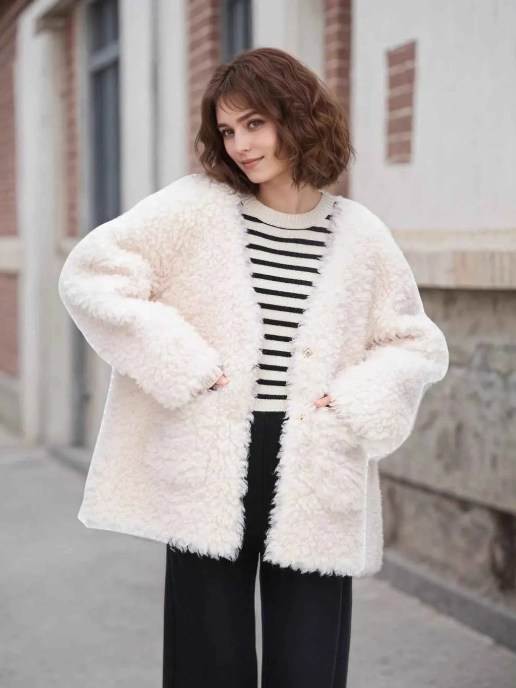 Fleece Button Up Long Sleeve Outerwear 26d8e5296ed24591a868679312ea3ab1-Max-Origin