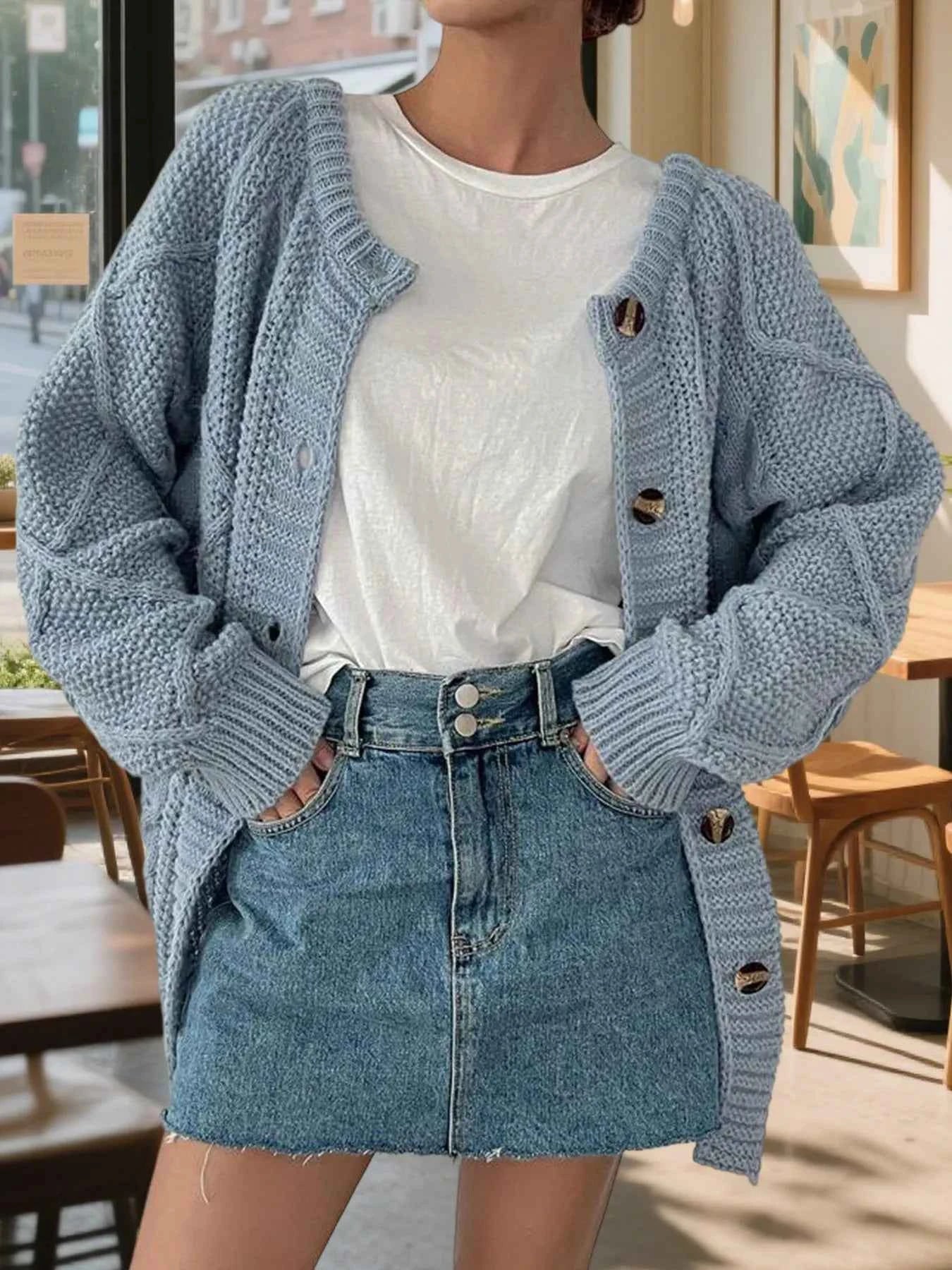 Button-Front Long Sleeve Cardigan 26db3fbb36334f82a6229f44a97d99eb-Max-Origin