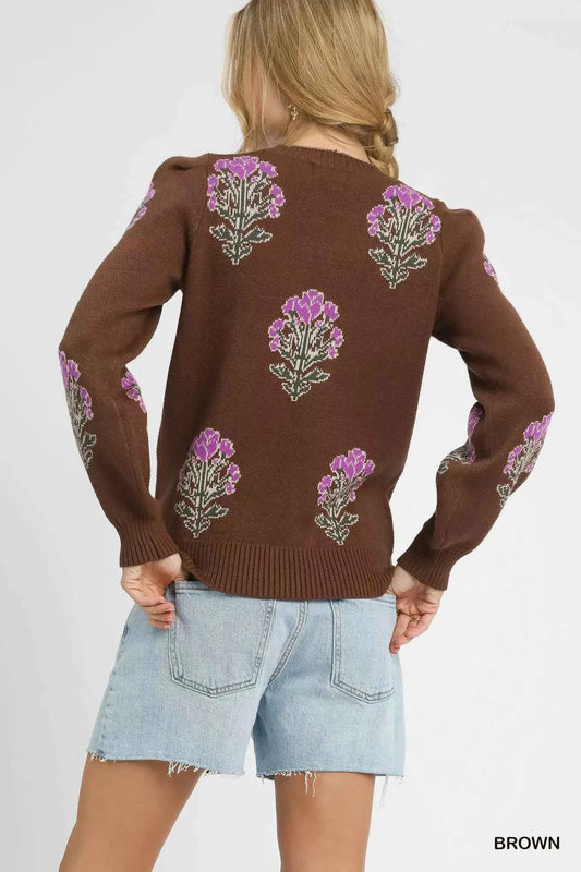 Single Flower Stem Jacquard Sweater 26e482e1-423f-4b1b-8524-27d4bcdc0607-Max-Origin