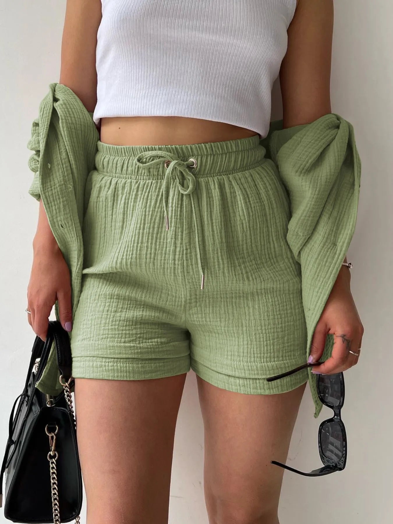Textured Button Up Shirt and Shorts Set 26ea22b9-d236-48ee-b6e9-5f640415c2bc-Max-Origin