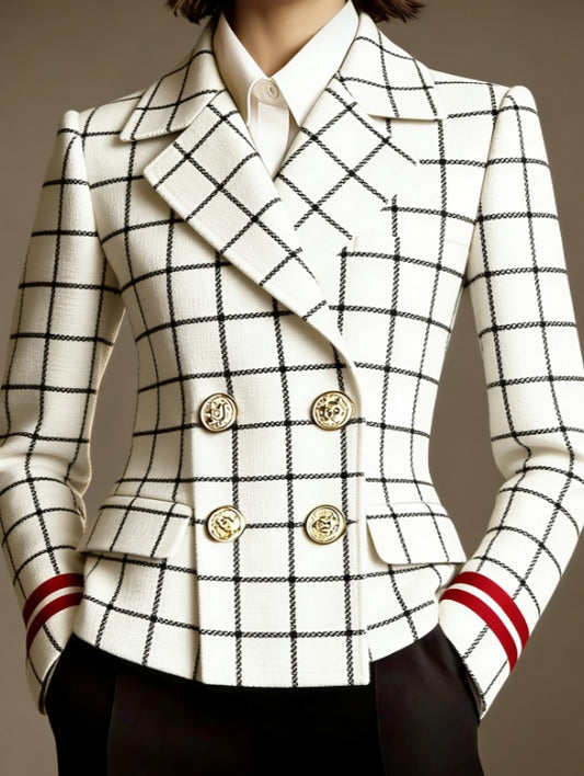 Women's Double-breasted Elegant Suit Jacket White 26eadcb0-4aa6-40cd-8146-4b3d141d56d2