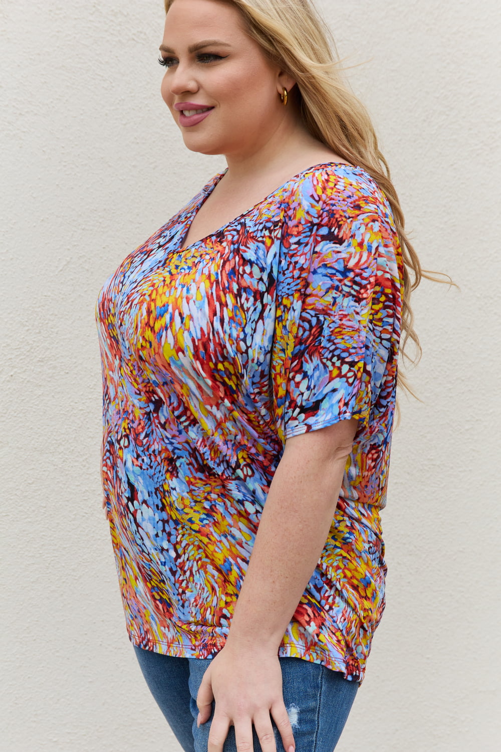 Be Stage Full Size Printed Dolman Flowy Top 26ebc768a389487cb6e8471bdda61d53-Max