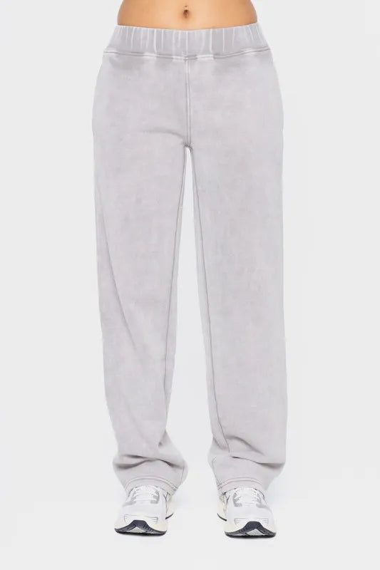 Mono B Elastic Waist Fleece Pants with Pockets Light Gray 27021ec1-45da-4e82-b4e3-993d2502dbf8-Max