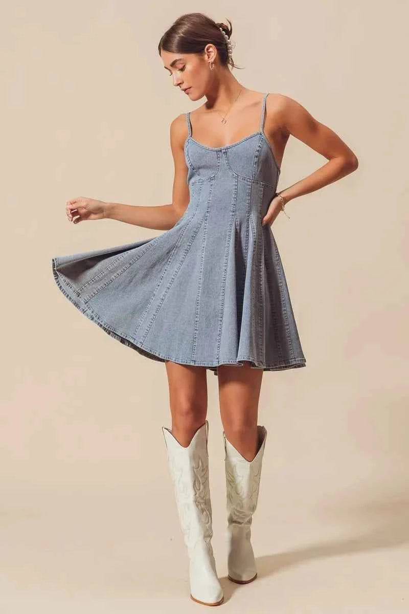 A Line Fit and Flare Denim Mini Dress 271b292b6eea4ce5b9d351f1d96d70a3-Max-Origin