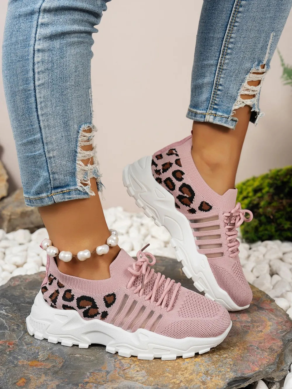 Cutout Leopard Lace Up Mesh Athletic Dusty Pink 271c9667-9f3a-4764-86cd-0fb34672f533-Max