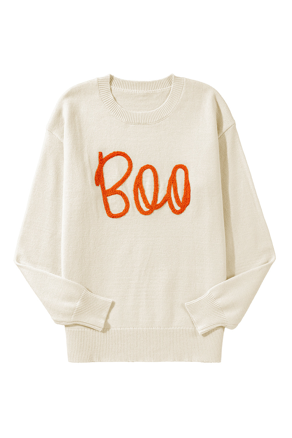 Orange Halloween Boo Drop Shoulder Knit Sweater 272a452f03440a55