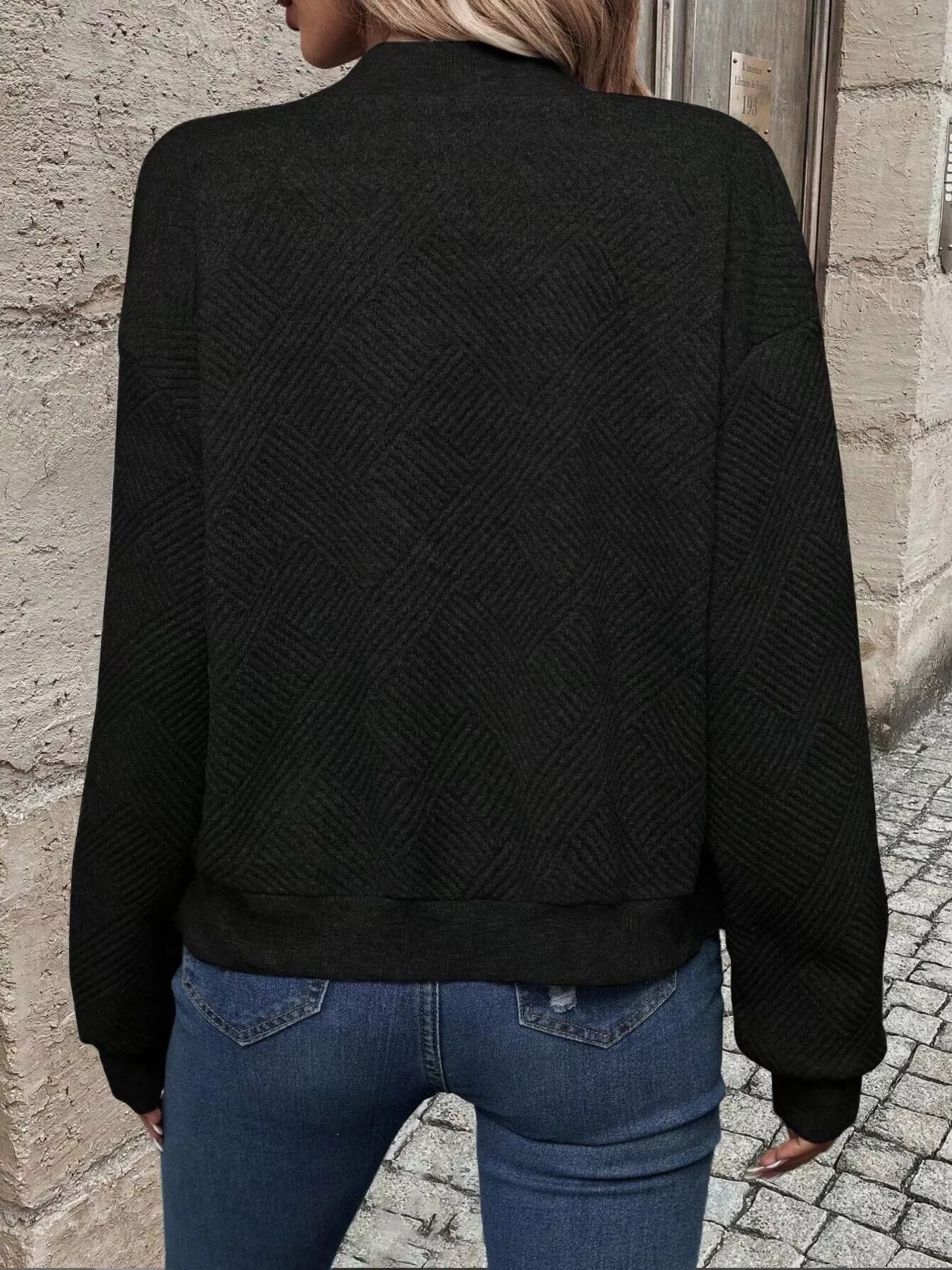 Texture Zip-Up Bomber Jacket 272e089f885047a388a911f929a92971-Max-Origin